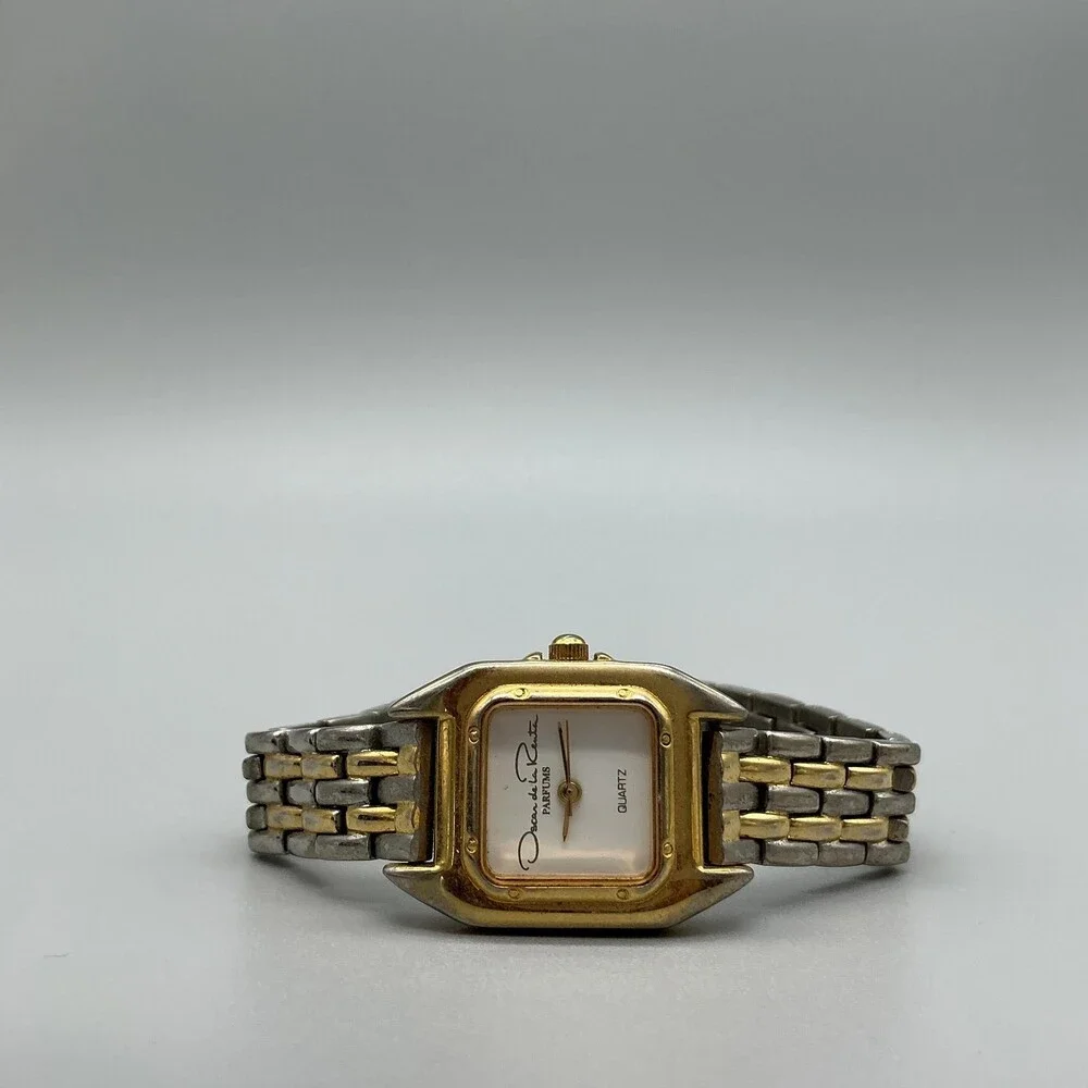 Vintage Oscar de la Renta Parfums Womens Watch 22mm Two Tone New Battery 7.5